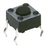 C & K Tactile Switch Button, IP40, Black, SPST, 50mA 12V DC, Through Hole, 6 x 6 x 2mm,