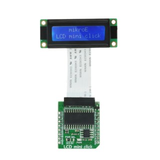MikroElektronika LCD Mini Click Adapter Board MIKROE-2453, 2x16 Monochrome LCD Display, mikroBUS, PWM Backlight, 3.3/5V