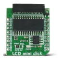 MikroElektronika LCD Mini Click Adapter Board MIKROE-2453, 2x16 Monochrome LCD Display, mikroBUS, PWM Backlight, 3.3/5V