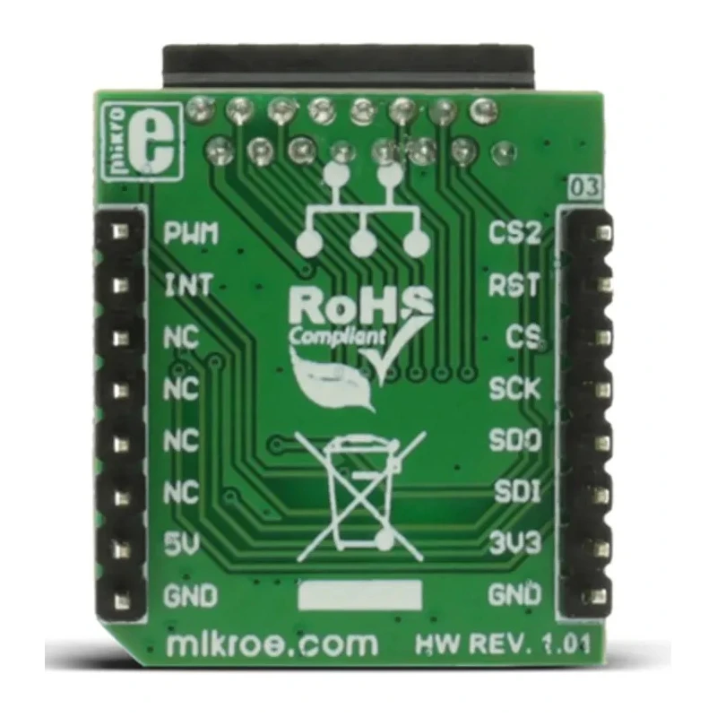 MikroElektronika LCD Mini Click Adapter Board MIKROE-2453, 2x16 Monochrome LCD Display, mikroBUS, PWM Backlight, 3.3/5V