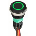 Apem AV9V22F1020870K Illuminated Push Button Switch, Momentary, Panel Mount, DPDT, 19.2 mm Cutout, Green LED, IP67, 30V DC