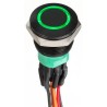 Apem AV9V22F1020870K Illuminated Push Button Switch, Momentary, Panel Mount, DPDT, 19.2 mm Cutout, Green LED, IP67, 30V DC