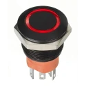 Apem AV Series Illuminated Push Button Switch, Momentary, Panel Mount, 19.2 mm Cutout, DPST, Red LED, IP67 AV960220000870K