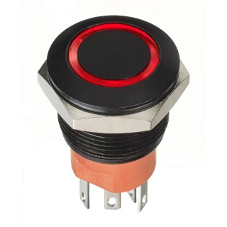 Apem AV Series Illuminated Push Button Switch, Momentary, Panel Mount, 19.2 mm Cutout, DPST, Red LED, IP67 AV960220000870K