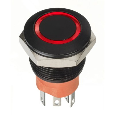 Apem AV Series Illuminated Push Button Switch, Momentary, Panel Mount, 19.2 mm Cutout, DPST, Red LED, IP67 AV960220000870K