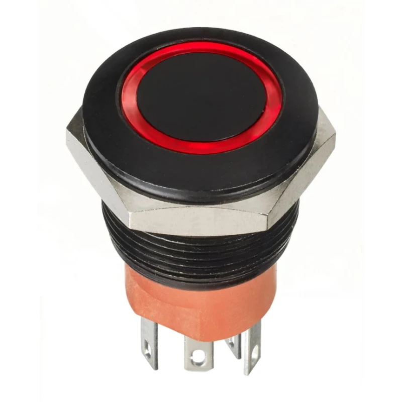 Apem AV Series Illuminated Push Button Switch, Momentary, Panel Mount, 19.2 mm Cutout, DPST, Red LED, IP67 AV960220000870K