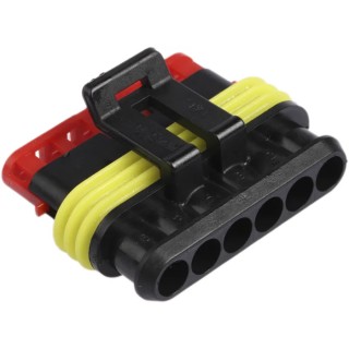 TE Connectivity AMP SUPERSEAL 1.5 Automotive Connector Female Black Cable 6 Way Crimp IP67 282090-1