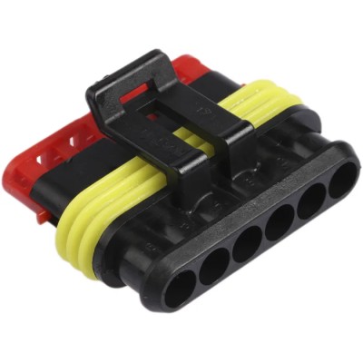 TE Connectivity AMP SUPERSEAL 1.5 Automotive Connector Female Black Cable 6 Way Crimp IP67 282090-1