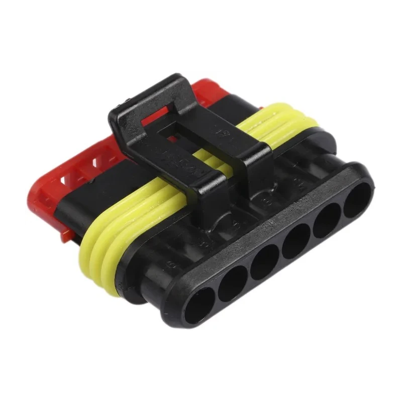 TE Connectivity AMP SUPERSEAL 1.5 Automotive Connector Female Black Cable 6 Way Crimp IP67 282090-1
