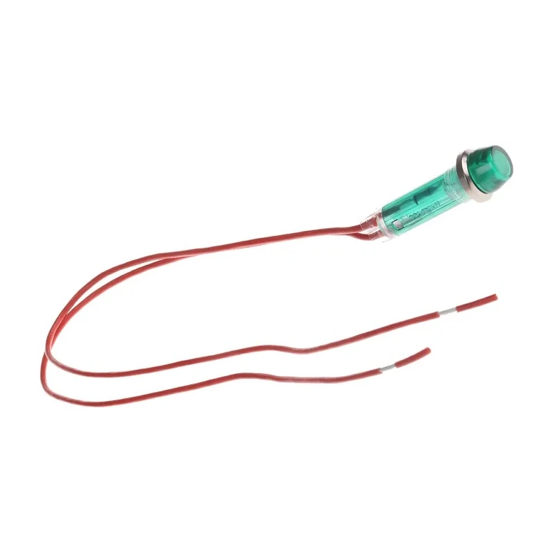 CAMDENBOSS Green Panel Mount Indicator 503 Series, 8 mm Mount Hole, Solder Tab Termination, 240V IND5032405-240-T/GRN