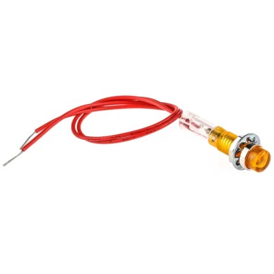 CamdenBoss 515 Series Orange Panel Mount Indicator, 240V, 800μA, Lead Wire Termination, Prominent IND515205-240-T/AMB