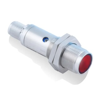 Baumer Diffuse Photoelectric Sensor Barrel Type, PNP Output, 0–800 mm, Stainless Steel, IP67/IP69K, OR18W.ZI-PW1P.9VO/B005