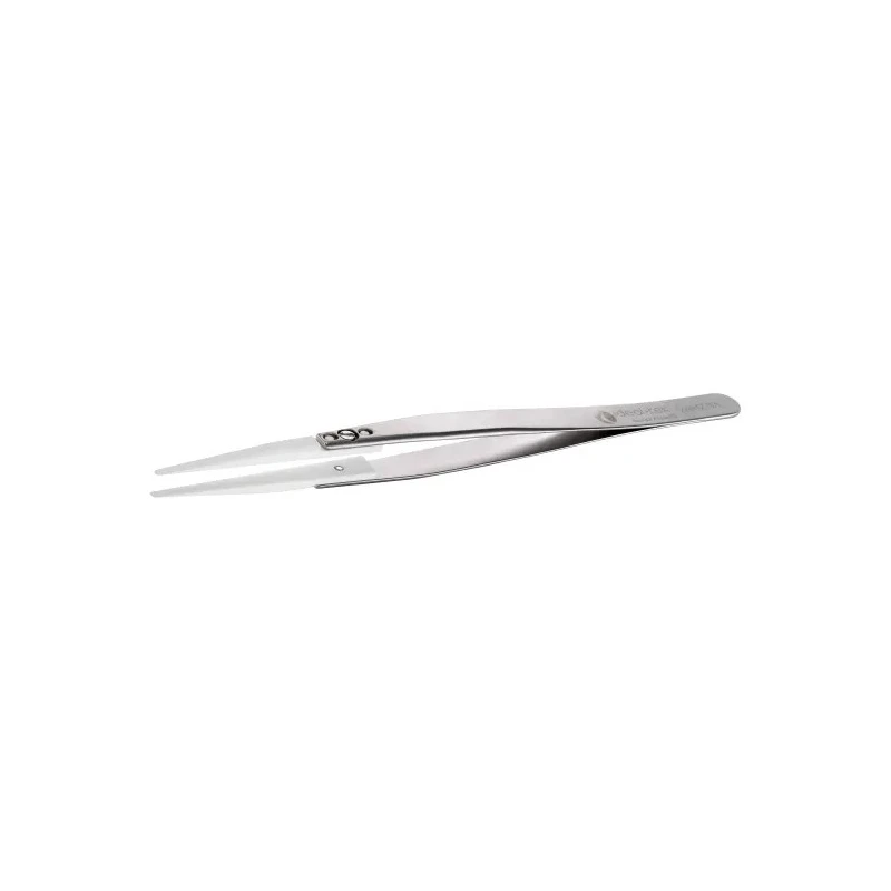 ideal-tek Zirconia Toughened Alumina, Stainless Steel Tweezer, Straight Fine Round Flat Tips, 140mm 2AMZ.SA.0