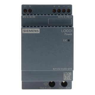 Siemens LOGO POWER Switched Mode DIN Rail Power Supply, 264V AC Input, 24V DC Output, 2.5A, 60W, IP20, 6EP3332-6SB00-0AY0