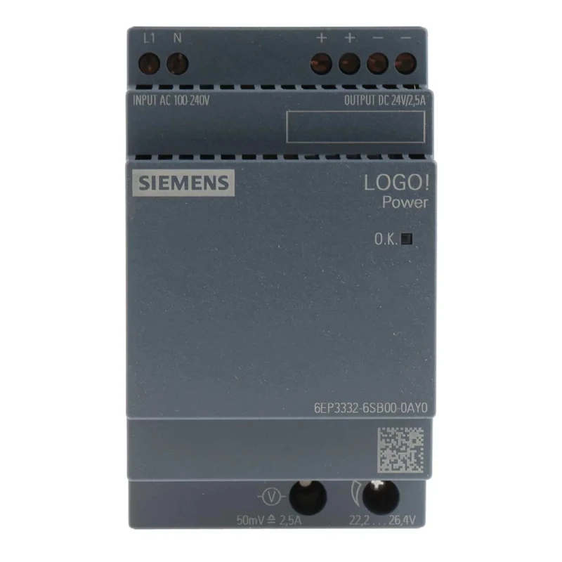 Siemens LOGO POWER Switched Mode DIN Rail Power Supply, 264V AC Input, 24V DC Output, 2.5A, 60W, IP20, 6EP3332-6SB00-0AY0