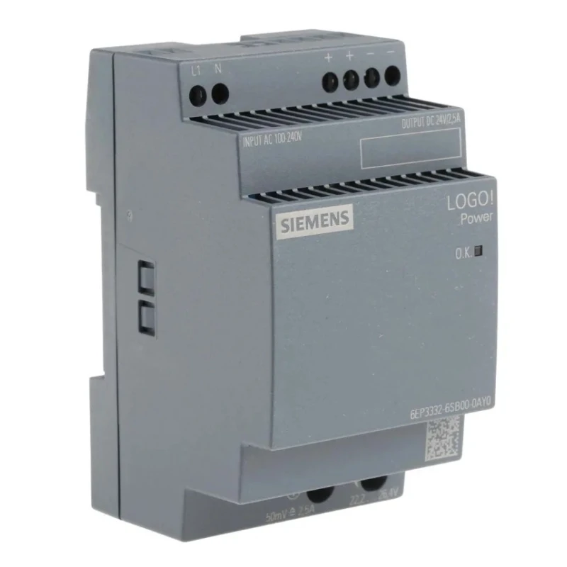 Siemens LOGO POWER Switched Mode DIN Rail Power Supply, 264V AC Input, 24V DC Output, 2.5A, 60W, IP20, 6EP3332-6SB00-0AY0