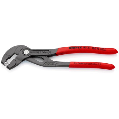 Knipex Hose Clamp Plier, Serrated, Plastic-Coated Handle, 1-Piece, 180mm, 50mm Jaw 85 51 180 A