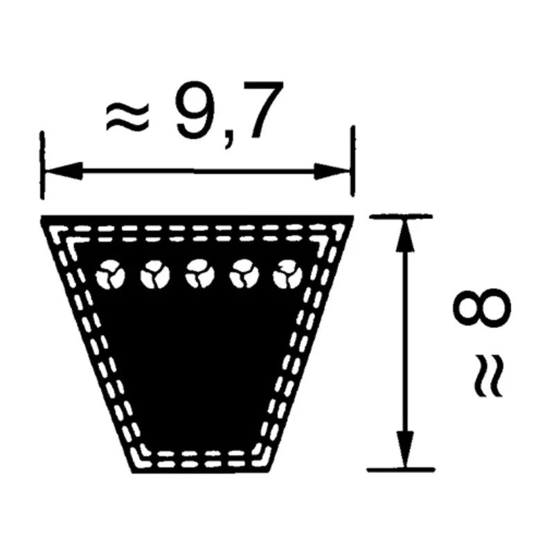 OPTIBELT Wedge Belt SPZ Section 2253 mm Outer Length, 1049 mm Inner Length, Rubber SK Series, Model SPZ 1087