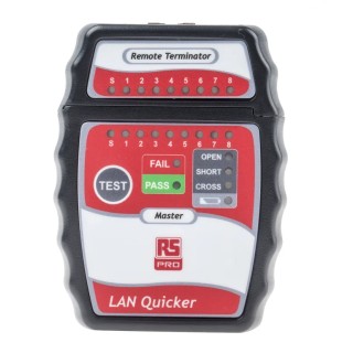 RS PRO Network Cable Tester RJ45, STP, UTP Battery Powered LED Display RJ45 Model