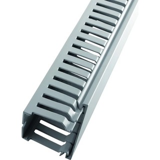 RS PRO Terminal DIN Cable Trunking, Open Slot, 37.5mm Width x 75mm Depth x 2m Length, Grey, ABS Polycarbonate 136-9168