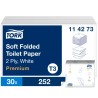 Tork Premium Toilet Roll 2-Ply, 252 Sheets, Hygienic Dispensing, White, 114273