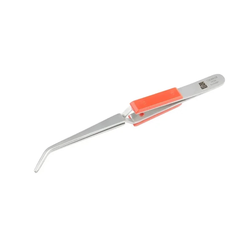 RS PRO Stainless Steel Bent Serrated Tweezer, Reverse Action, 165mm Anti-Magnetic Anti-Acid 136-9809