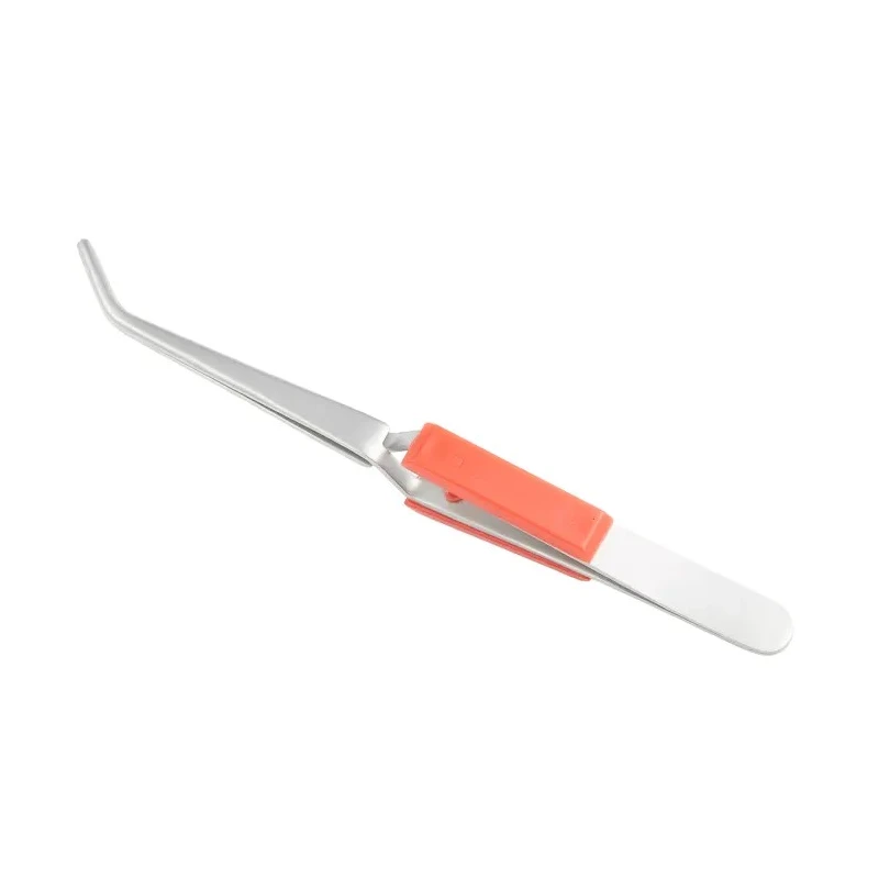 RS PRO Stainless Steel Bent Serrated Tweezer, Reverse Action, 165mm Anti-Magnetic Anti-Acid 136-9809