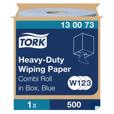 Tork Roll Paper Towel 170 m x 258 mm, 500 Sheets, 2 Plies, Blue, Heavy-Duty Multipurpose Wipes 130073