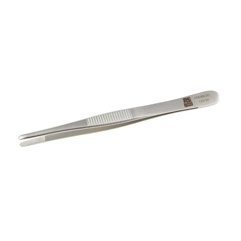 RS PRO Stainless Steel Blunt Tweezer, 120mm Length, Anti-Magnetic, Anti-Acid, Model 136-9830