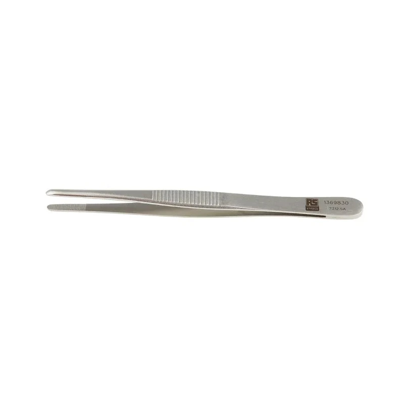 RS PRO Stainless Steel Blunt Tweezer, 120mm Length, Anti-Magnetic, Anti-Acid, Model 136-9830