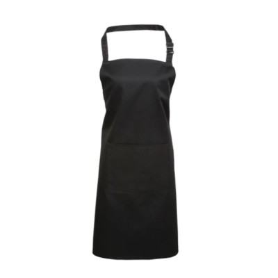RS PRO Black Reusable Cotton Polyester Apron 860 mm Length 1 Pocket Industrial Model 137-0451