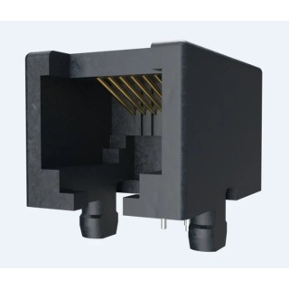 Amphenol Communications Solutions RJ45 Modular Jack PCB Mount Cat3 Tin Plated Brass Alloy Shield Female Connector 92250-088LF