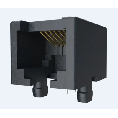 Amphenol Communications Solutions RJ45 Modular Jack PCB Mount Cat3 Tin Plated Brass Alloy Shield Female Connector 92250-088LF