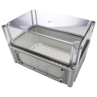 Fibox Flanged EK Series Polycarbonate Enclosure with Transparent Lid, , IP66, IK08, 180mm Height, 280mm Length, 190mm IP67
