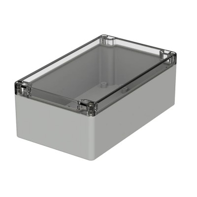 Bopla Flanged Polycarbonate Enclosure Grey Transparent Lid, IP66, 75x120x200 mm, UL94 V2, Euromas Series 02221100