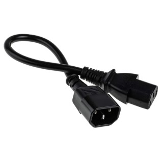 RS PRO Straight to Straight Power Cord 300 mm PVC, C13 to C14, 250V, 6A, Black 137-3334