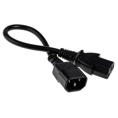 RS PRO Straight to Straight Power Cord 300 mm PVC, C13 to C14, 250V, 6A, Black 137-3334