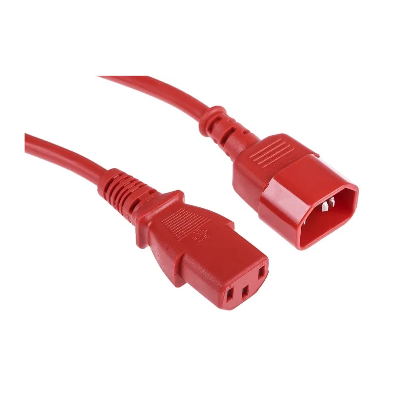 RS PRO Straight to Straight Power Cord, 2 m, 250V, 6A, Red PVC, IEC C13 to C14, 137-3345