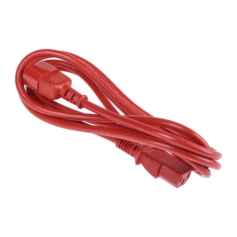 RS PRO Straight to Straight Power Cord, 2 m, 250V, 6A, Red PVC, IEC C13 to C14, 137-3345