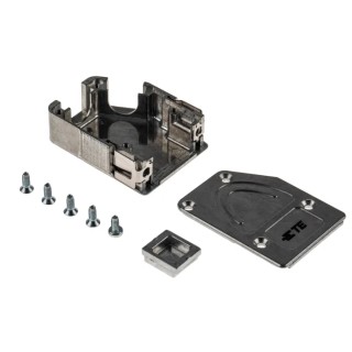 TE Connectivity Zinc Angled D-Sub Backshell Strain Relief, Full Metal Shell, Quick Lock, Strain Relief, Silver 1-2308319-1