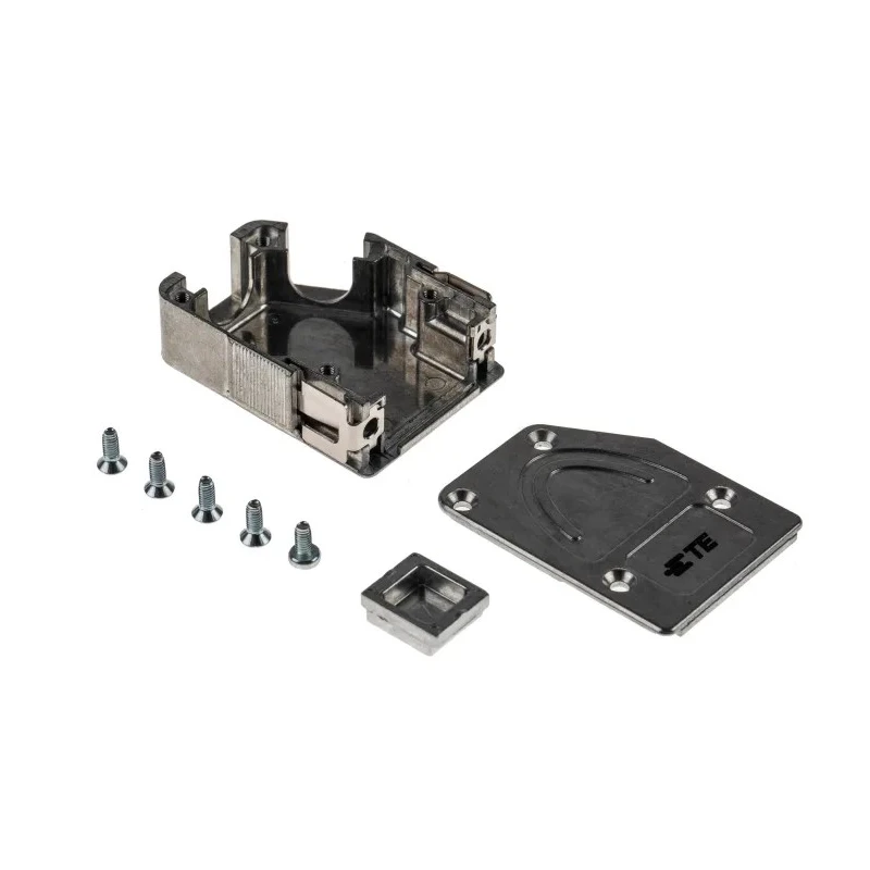 TE Connectivity Zinc Angled D-Sub Backshell Strain Relief, Full Metal Shell, Quick Lock, Strain Relief, Silver 1-2308319-1