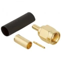 Amphenol RF SMA Series Coaxial Cable Connector Male Straight Crimp, 50Ω, 12.4GHz, Gold-Plated, Model 132114