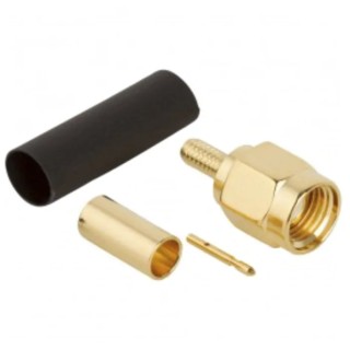 Amphenol RF SMA Series Coaxial Cable Connector Male Straight Crimp, 50Ω, 12.4GHz, Gold-Plated, Model 132114