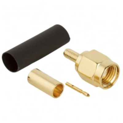 Amphenol RF SMA Series Coaxial Cable Connector Male Straight Crimp, 50Ω, 12.4GHz, Gold-Plated, Model 132114