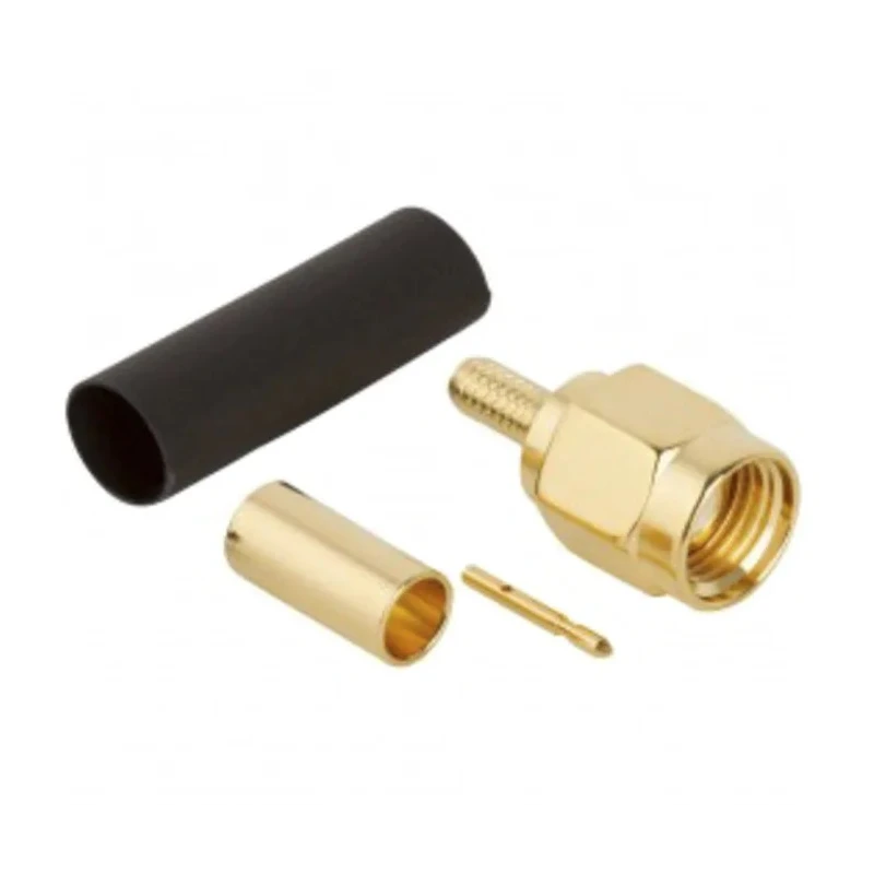 Amphenol RF SMA Series Coaxial Cable Connector Male Straight Crimp, 50Ω, 12.4GHz, Gold-Plated, Model 132114
