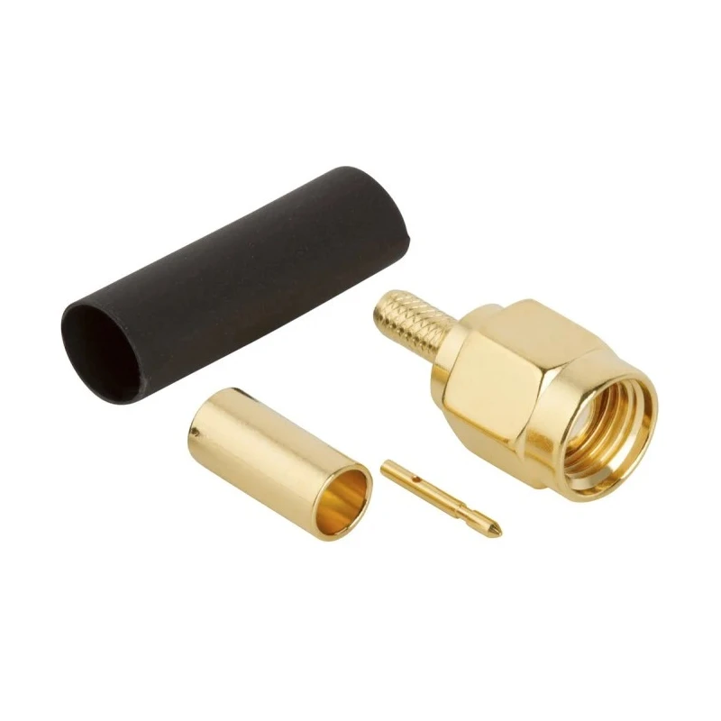 Amphenol RF SMA Series Coaxial Cable Connector Male Straight Crimp, 50Ω, 12.4GHz, Gold-Plated, Model 132114