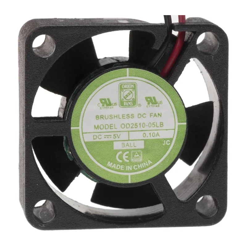 RS PRO OD2510 Series Axial Fan 5V DC, 3.1 m³/h, 500 mW, 100 mA, Square, Ball Bearing, IP55 25x25x10 mm 144-2027
