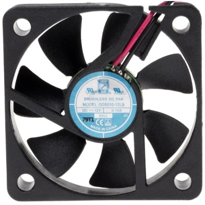 RS PRO OD5010 Series Axial Fan 12V DC, 15.3 m³/h Airflow, 960 mW Power, 80 mA Max, 50x50x10.5 mm, Ball Bearing 144-2049