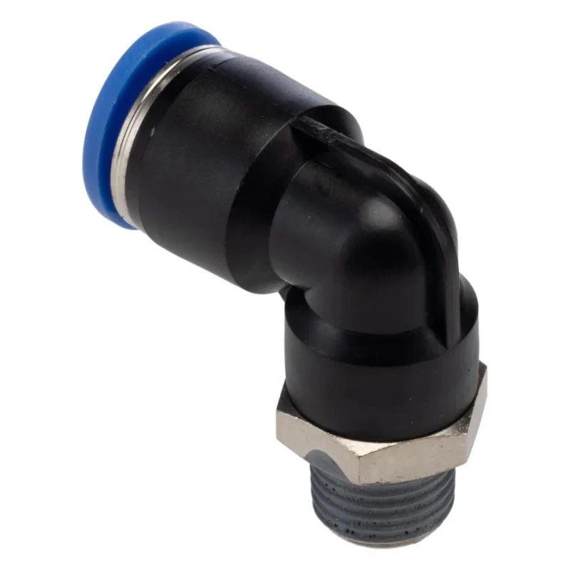 RS PRO Plastic Pneumatic Fitting, Male, Push-in, R 1/4 Inch Thread, 10mm Tube, 9.7 Bar, 60°C, Nickel Plated, 144-2617
