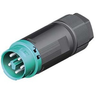 Wieland RST MINI Series Cable Mini Connector Male Screw, 5-Pole, 16A, 1-Way, IP66/IP68/IP69, Turquoise, 400V 46.052.4553.6